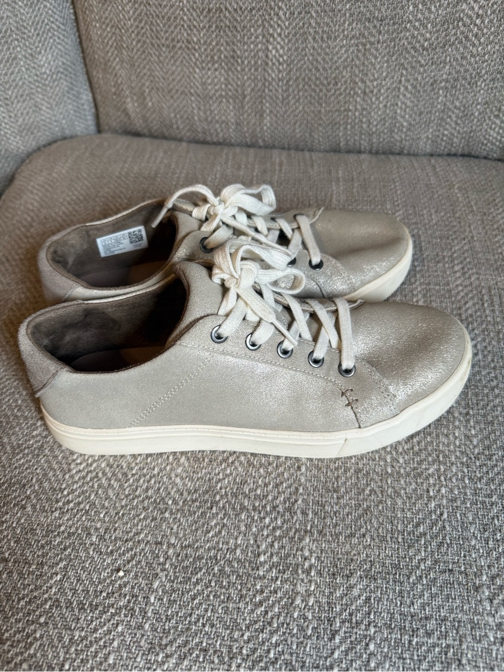 Toms Women's Metallic Taupe Lace-Up Sneakers